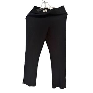 Avenue Montaigne Black Slim Leg Pull On Pants Side Slit Size 4